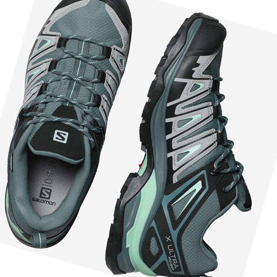 Salomon WoX ULTRA PIONEER CLIMASALOMON™ WATERPROOF Túracipő Női Zöld | HU 2831XYU